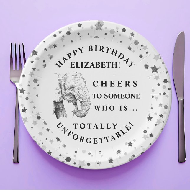 Assiettes En Carton Fun Elephant Anniversaire Plaques papier de fête (Créateur téléchargé)