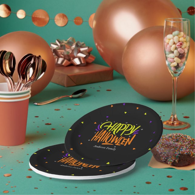 Assiettes En Carton Fun et Festif "Happy Halloween" (Multi)