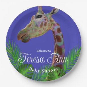 Assiettes En Carton Fun funky coloré Giraffe Baby shower