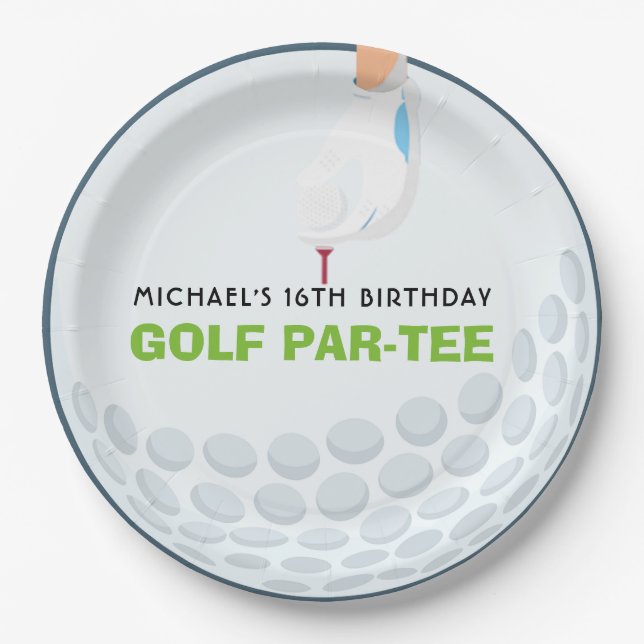 Assiettes En Carton Fun Golf à thème Anniversaire (Devant)