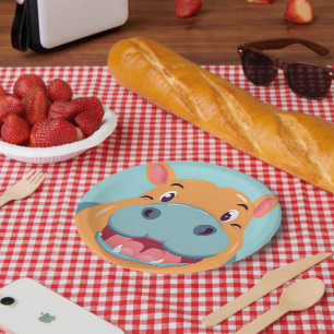 Assiettes En Carton Fun Hippo Face safari jungle sauvage fête d'annive