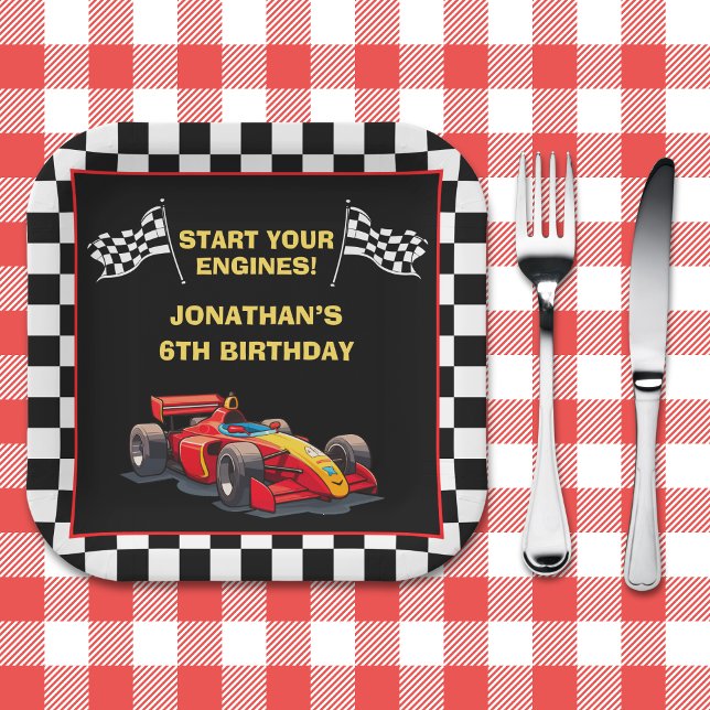 Assiettes En Carton Fun Racing Driver Birthday Boy (Créateur téléchargé)
