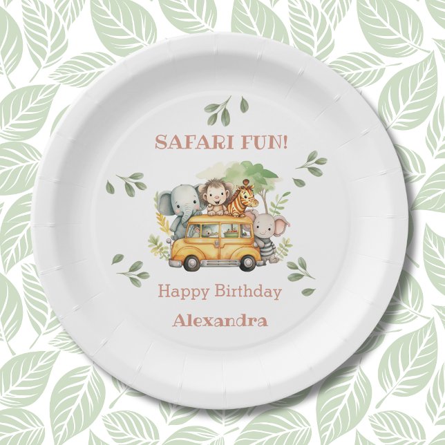 Assiettes En Carton Fun Rose Girls Jungle Safari Anniversaire (Créateur téléchargé)