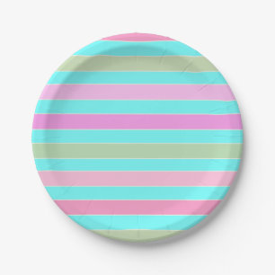 Assiettes En Carton Fun striped lined lines pastel summer colors
