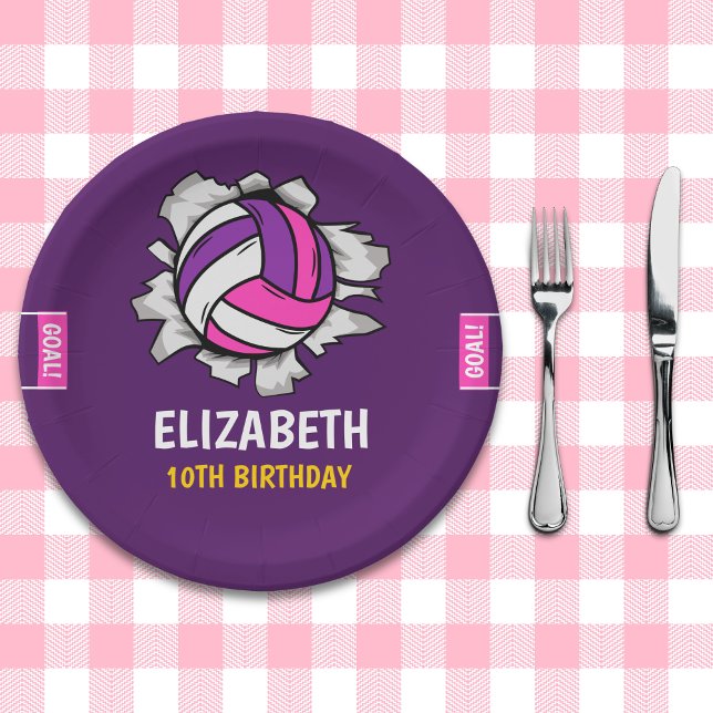 Assiettes En Carton Fun Volleyball Birthday Girl (Créateur téléchargé)