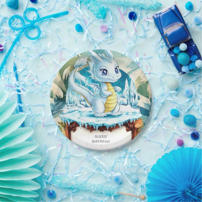 Assiettes En Carton Fun Watercolor Dragon Anniversaire (Fête)