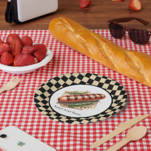 Assiettes En Carton Fun wiener rôti grillé hot party personnalisable