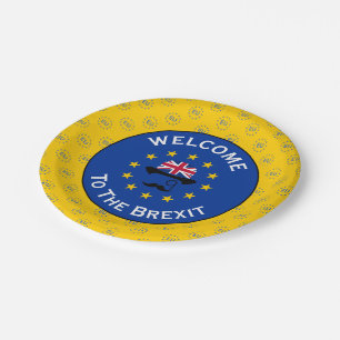 Assiettes En Carton Funky Blue Yellow Union européenne Brexit Vector