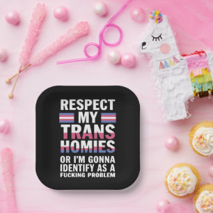 Assiettes En Carton Funky Respect My Trans Homies Gay pride Mois LGBT