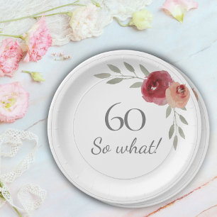 Assiettes En Carton Funny 60 Alors quelle aquarelle Floral 60e anniver