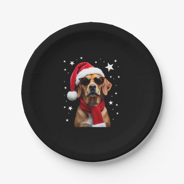 Assiettes En Carton Funny Boxer Dog Christmas Lights Xmas Outfit Pajam (Devant)