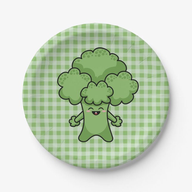 Assiettes En Carton Funny Brocoli vert (Devant)