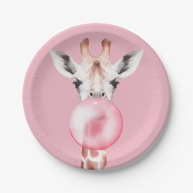 Assiettes En Carton Funny Bubblegum Giraffe (Devant)