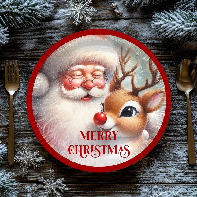 Assiettes En Carton Funny Cartoon Santa Claus Christmas Paper Plates (Funny Cartoon Santa Claus Christmas Paper Plates)