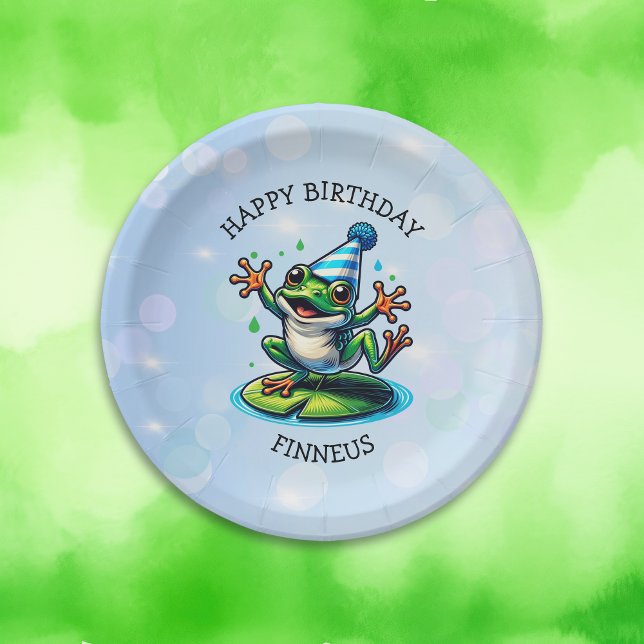 Assiettes En Carton Funny Dancing Frog Personnalisé Anniversaire (Créateur téléchargé)