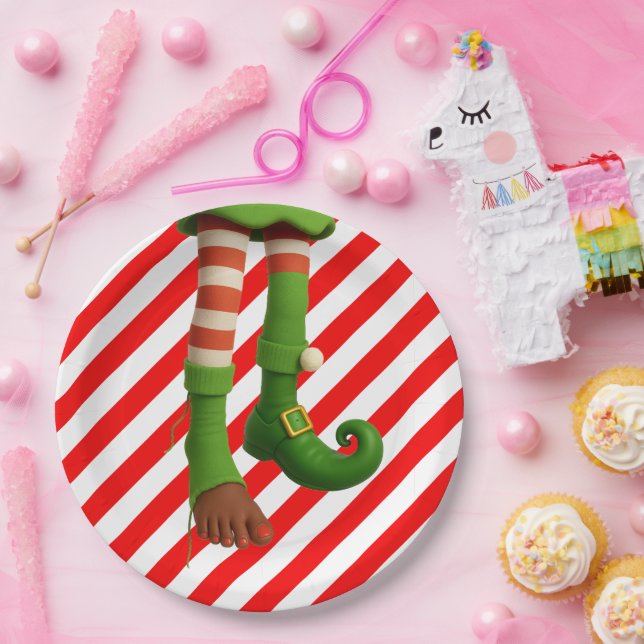 Assiettes En Carton Funny Elf Legs Christmas | North Pole Mischief  (Fête)