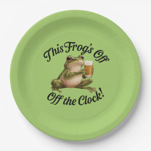 Assiettes En Carton Funny Frog Retraite Party Design vert