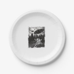Assiettes En Carton Funny Giraffe UFO Zoo animal Weird meme Graphisme