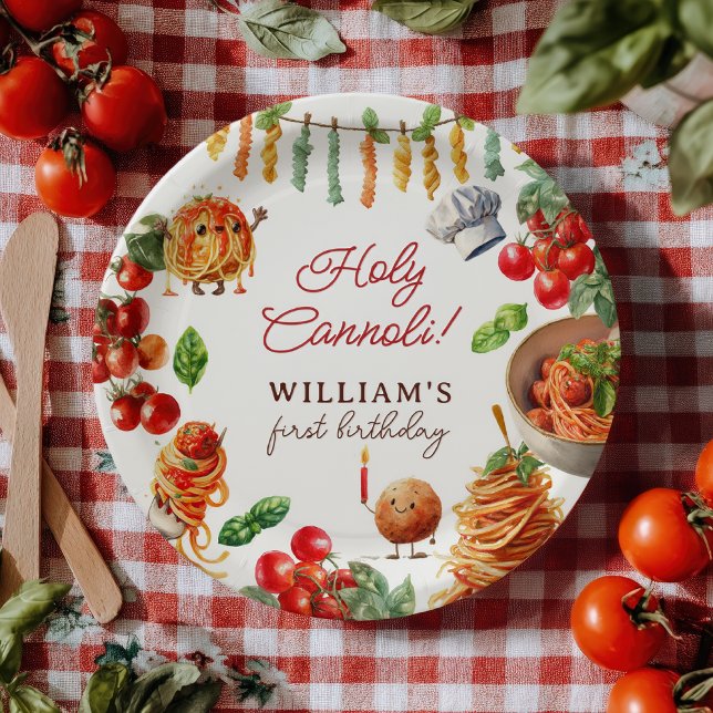 Assiettes En Carton Funny Holy Cannoli little meatball 1st birthday (Funny Holy Cannoli little meatball 1st birthday Paper Plates)