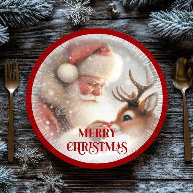 Assiettes En Carton Funny Kids Holiday Plates Santa Claus Rudolph (Funny Kids Holiday Plates Santa Claus Rudolph)