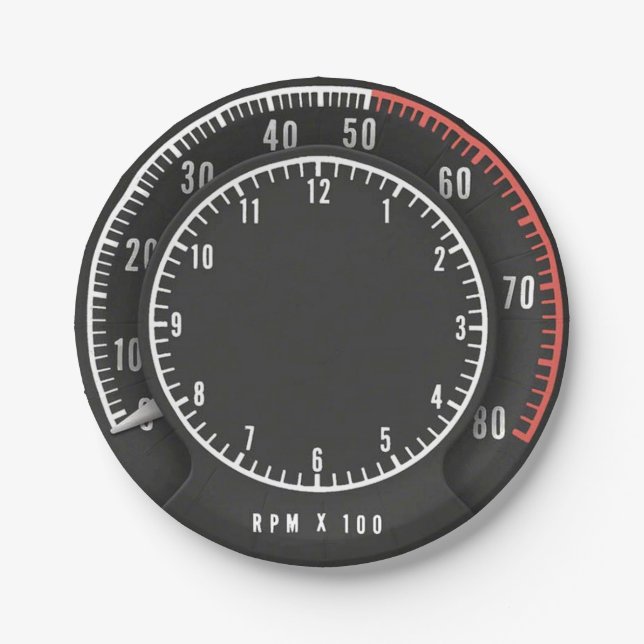 Assiettes En Carton Funny Mopar - Chargeur Tic Toc Tach Horloge Ronde (Devant)