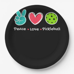 Assiettes En Carton Funny Peace Love Pickleball Court Jouer Loves Pick