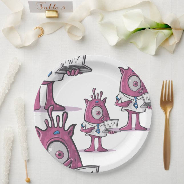 Assiettes En Carton Funny Purple Accountant Monsters Paper Plate (Mariage)