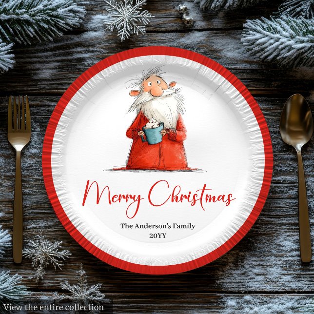 Assiettes En Carton Funny Santa Claus Minimalist Holiday Tableware  (Funny Santa Claus Minimalist Holiday Tableware Design

)