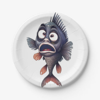 Assiettes En Carton Funny Surprised Fish – Cartoon Fish Plate Design