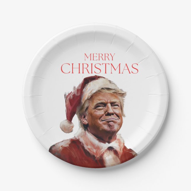 Assiettes En Carton Funny Trump Santa Claus Carte de Noël (Devant)