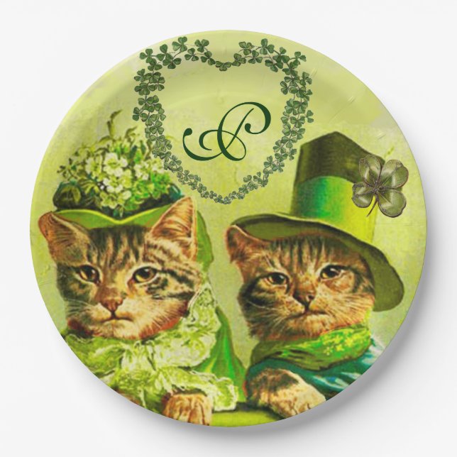 ASSIETTES EN CARTON FUNNY VIEILLE FASHION ST.PATRICK'S DAME CATS HEART (Devant)