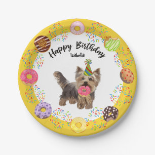 Assiettes En Carton Funny Yorkshire Terrier Dog Donuts fête d'anniver