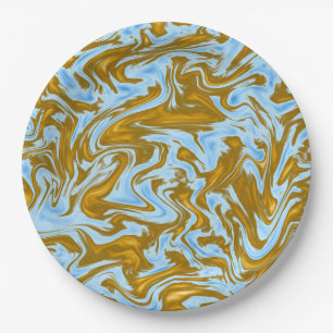 Assiettes En Carton Fusion opulente : impression en marbre Turquoise e