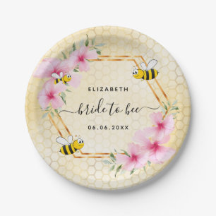 Assiettes En Carton Futur mariée rose florales miel nid d'abeille show