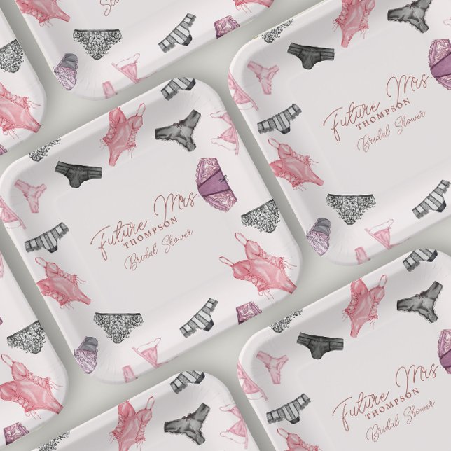Assiettes En Carton Futur Mme Blush Lingerie Blush Fête des mariées (Créateur téléchargé)