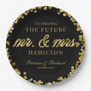 Assiettes En Carton Futur Monsieur et Madame, fête de fiançailles en o