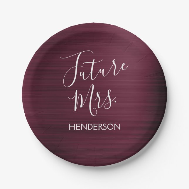 Assiettes En Carton Future Mme Burgundy Fête des mariées (Devant)