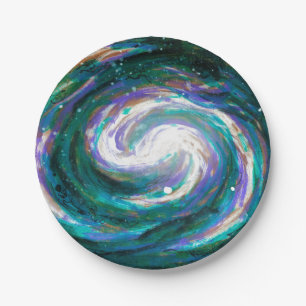 Assiettes En Carton Galaxie d'émeraude et de violet