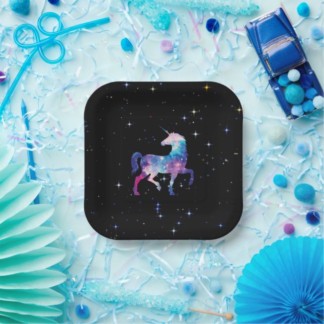 Assiettes En Carton Galaxie magique Unicorne (Fête)