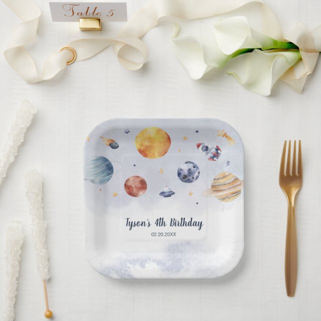 Assiettes En Carton Galaxy Planet Anniversaire de enfant Party (Mariage)