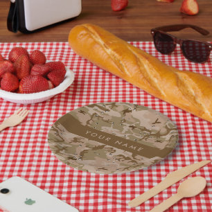 Assiettes En Carton Galets de camouflage du désert, Votre nom, Personn