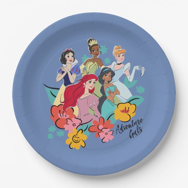 Assiettes En Carton Gals d'aventure Disney Princess (Devant)