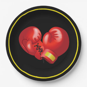 Assiettes En Carton Gants de boxe Conception Papier Plaque