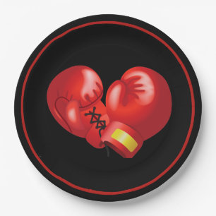Assiettes En Carton Gants de boxe Conception Papier Plaque