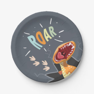 Assiettes En Carton Garçon d'hurlement de plaques à papier de Dino d