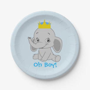 Assiettes En Carton Garçon petit baby shower d'éléphant