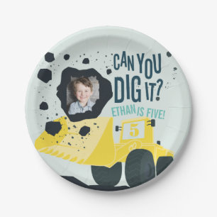 Assiettes En Carton Garçons Anniversaire Construction Camion Bleu Jaun