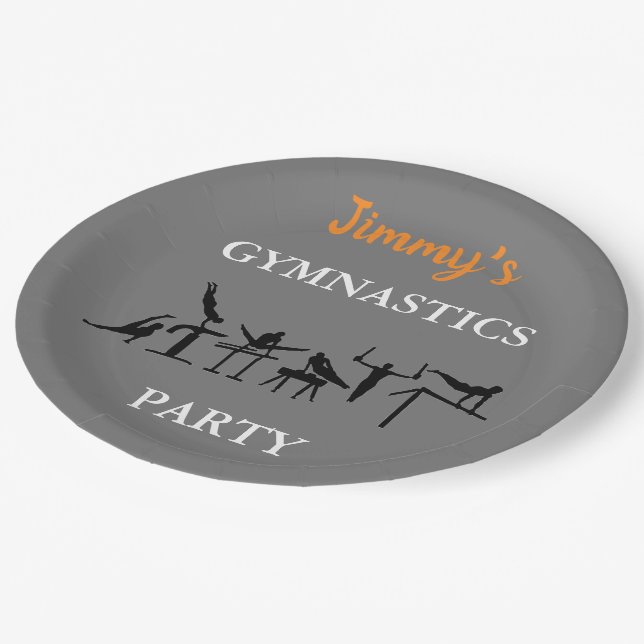 Assiettes En Carton Garçons Gymnastique Plaques de fête d'anniversaire (Angle)