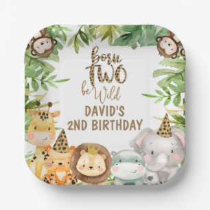 Assiettes En Carton Garçons Safari Animaux Deux Sauvages Anniversaire