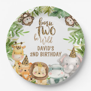 Assiettes En Carton Garçons Safari Animaux Deux Sauvages Plaques de pa